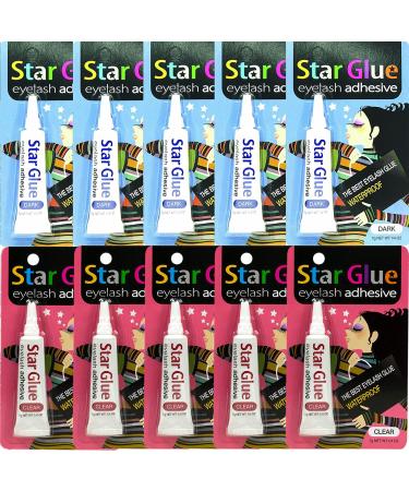 STAR GLUE Waterproof Eyelash Adhesive Combo for Eye Shadow Mascara and Eyeliner 10 Pcs,0.24 Ounce (Pack of 10) 1 Combo