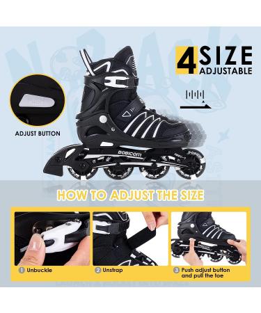 Adjustable Full Light Up Wheels Inline Skates for Kids & Adults - Black - Buy Online on SooperMarket.com