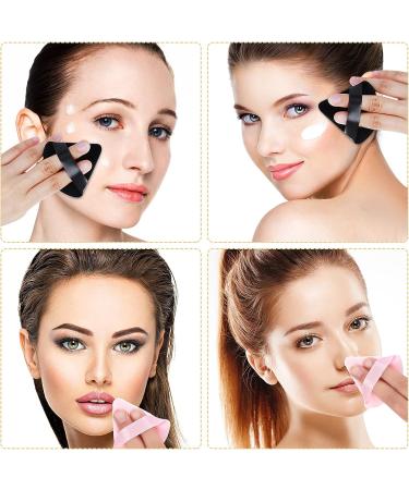 WLLHYF 6-Piece Triangle Powder Puff Set with Soft Velour for Makeup Application - Black & Dark Pink - Buy Online on SooperMarket.com