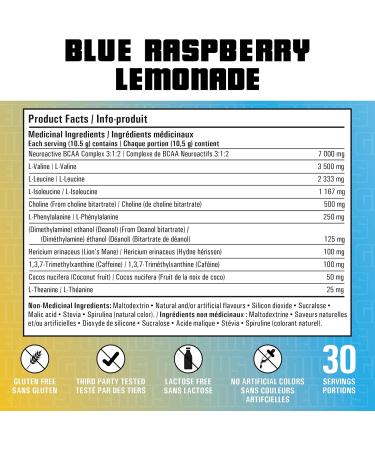 Revolution Nutrition Uprising Genius BCAA 3:1:2 Lion's Mane Nootropics Formula 315g 30 Servings Blue Raspberry Lemonade Blue Raspberry Lemonade 315g - Buy Online on SooperMarket.com