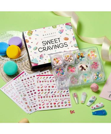 Makartt Sweet Cravings Nail Decoration Set: Nail Stickers, Glitters, Decals, 3D Decorations - Girl DIY Nails Art Kit - Buy Online on SooperMarket.com