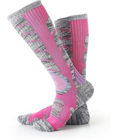 XIKUN Ski Socks | Men Women | Warm High Performance Winter Sport Socks | 4-12 Men, 5-13 Women | 4-Pack Pink - Buy Online on SooperMarket.com
