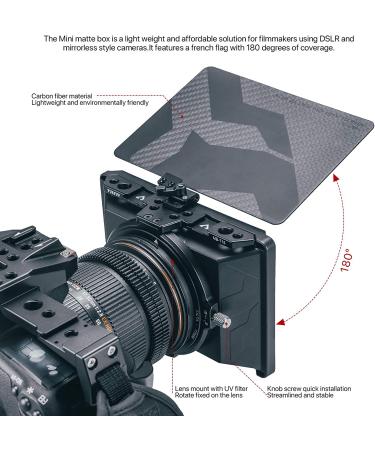 Tiltaing Mini Matte Box - Lightweight Filter Support with Top Flag for DSLR and Cine-Style Cameras | MB-T15 - Buy Online on SooperMarket.com