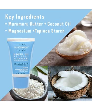 EcoTomorrow Unscented Aluminum-Free Deodorant 2.3 oz (Pack of 3) - 48h Protection - Original Natural Formula with Murumuru & Coconut Oil - Women and Men - 6.90 oz (Pack of 1) - Buy Online on SooperMarket.com