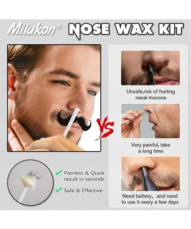 Nose Wax Kit for Men and Women - 100g Nose Hair Removal Wax with Safe Tip Applicator and Moustache Stencils - Christmas Gift Set in White - Buy Online on SooperMarket.com