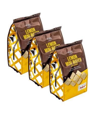 M&S Marks & Spencer Lemon Mini Wafer Squares Lemon-Flavoured Creme Filling Made in Italy 375g (3 x 125g)