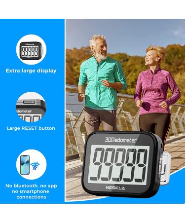 3D Pedometer for Walking - Large Digital Display Step Tracker with Removable Clip Lanyard, Black - Buy Online on SooperMarket.com