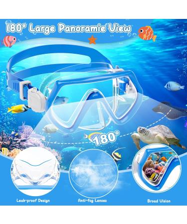 Buy Children's Diving Goggles - 180 Snorkel Mask with Nose Protection & Earplugs for 4-12 Years - Blue - Buy Online on SooperMarket.com
