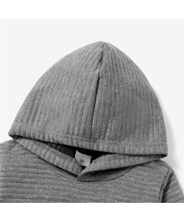 PatPat Toddler Hoodie | Boy Girl Hooded Sweatshirt | Solid Color Textured with Pocket | 3-4 Years | Grey - Buy Online on SooperMarket.com