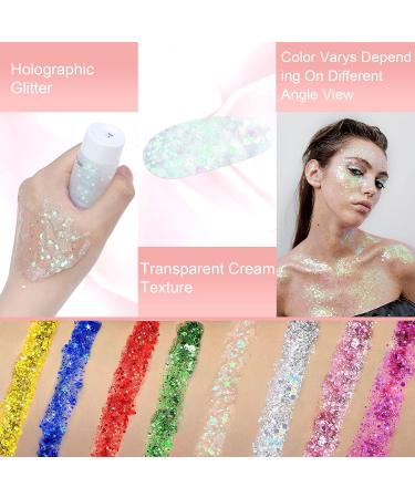 Go Ho Pink Face & Body Glitter Gel - Holographic Chunky Sequins Glitter for Concerts & Festivals | Long Lasting Glitter Makeup for Eye, Lip, Hair & Nails - 52g - Buy Online on SooperMarket.com