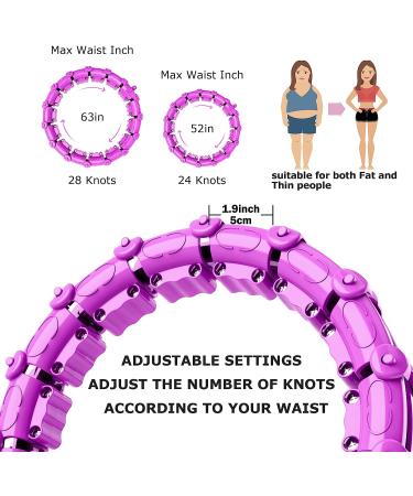 Large Smart Weighted Exercise Hoop for Abdomen Fitness & Weight Loss - Adjustable Weight & Auto-Spinning Ball - Purple - Buy Online on SooperMarket.com