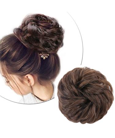 Scrunchy Scrunchie Hair Bun Extensions Thick Updo Hairpiece Ponytail Wavy Curly Messy Donut Hair Chignons Hair Piece - Maroon 45 g Brown