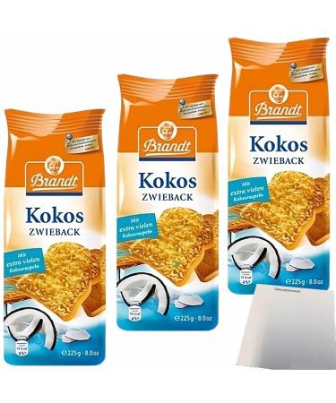 Brandt Genuss Zwieback Coconut 3-pack (3x225g pack) + usy block
