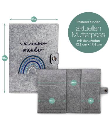 Cozy Racoon Mother Pass Cover - Handcrafted Felt Rainbow Blue | Made in Germany | Ideal Gift for Expecting Moms with Pockets for Insurance Card & Ultrasound Images - Buy Online on SooperMarket.com
