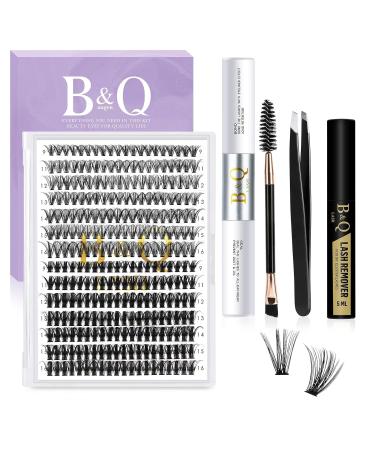 B&Q DIY Eyelash Extension Kit 280 PCS Cluster Lashes Kit D 9-16MIX Diy Lash Extensions Kit with Lash Bond and Seal Lash Remover Lash Applicators for Lash Clusters Lash Kit (Kit-30D+50D-D Curl 9-16mm) kit-30D+50D-D Curl 1 count (Pack of 1)