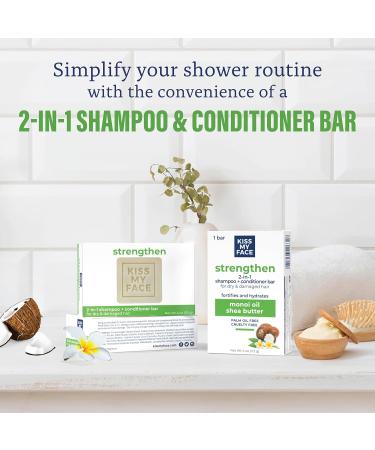 Kiss My Face 2-in-1 Shampoo & Conditioner Bar | Palm Oil-Free Cruelty-Free Monoi Oil & Shea Butter | Ideal for All Hair Types - Strengthen Dry & Damaged Hair - Buy Online on SooperMarket.com