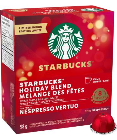 STARBUCKS Holiday Blend for NESPRESSO VERTUO Limited Edition Medium Roast Coffee Sweet Maple and Herbal Notes 100% Arabica Coffee 8 Recyclable Capsules Pack of 4 - Buy Online on SooperMarket.com