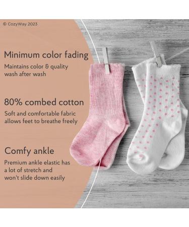 CozyWay Baby Non-Slip Toddler Socks 6-12 Months Girls | 12 Pairs Gripper Ankle Style - Buy Online on SooperMarket.com