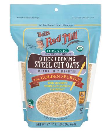 Bob's Red Mill Organic Quick Cook Steel Cut Oats (22 Ounce, Pack of 2) 1.38 Pound (Pack of 2)