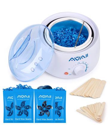 Waxing Kit, AVAII Wax Warmer Hair Removal Wax Kit with 4 Bags Hard Wax (3.5oz/Bag) 20 Wax Applicator Sticks for Full Body, Legs, Face, Eyebrows, Bikini Women Men at Home Waxing