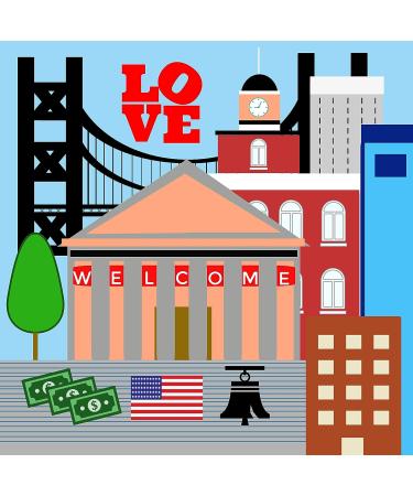 Baby Jack & Co 8x8 Learning Lovey Philadelphia Tag Toy for Babies - Crinkle Soft Toy - USA Cities & Shapes - BPA Free - Ideal Baby Gift - Buy Online on SooperMarket.com