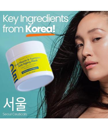 Korean Snail Mucin & Turmeric Face Mask | Anti-Aging K Beauty with Saffron & Rice Bran | Hydrating 2oz Mask - Buy Online on SooperMarket.com