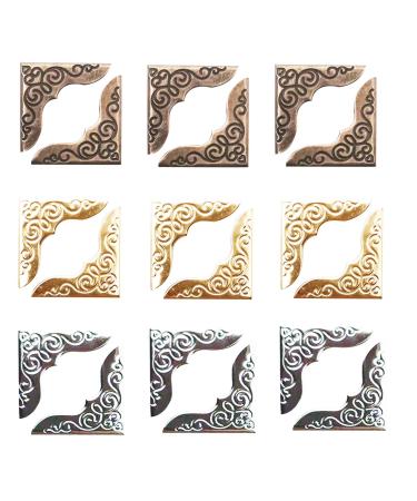 Book Corner Protector Metal Corner Cover for Scrapbook Album Menu Folder Include 50PCS Gold  50PCS Silver and 50PCS Bronze (150PCS)