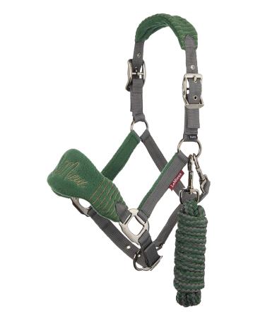 LeMieux Vogue Fleece Headcollar with Lead Rope - Extra Padding Adjustable at Curb and Poll Strap Full Hunter Green