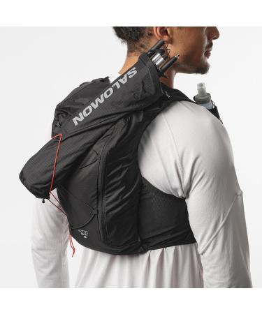 Salomon Active Skin 8 Unisex Hydration Vest for Trail Running Hiking & MTB - Includes Hydration Bottles - Black/Metal/Black - Buy Online on SooperMarket.com