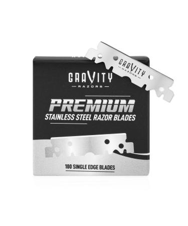 Premium Single Edge Razor Blades - Swedish Steel Razor Blades for Safety Razors and Straight Edge Razors by GRAVITY RAZORS (100 Count)