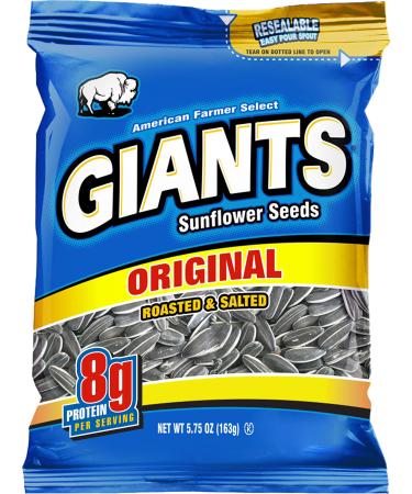GIANTS Original Salted Jumbo Sized Sunflower Seeds 5.75-Ounce Bags (Pack of 12) 5.75 Ounce (Pack of 12)
