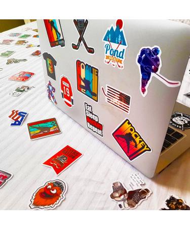 Hockey Stickers for Kids & Adults (100 pcs) | Waterproof Sports Vinyl Sticker Set for Laptop, Scrapbook | Re-Stickable Helmet, Luggage, Water Bottle Stickers by GlibertVillageGoods - Buy Online on SooperMarket.com