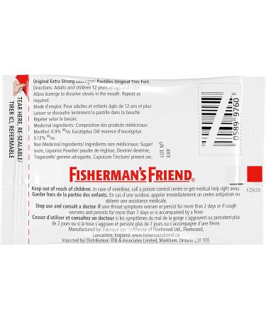 Fisherman s Friend Original Extra Strong | For Temporary Relief of Cough Sore Throat & Nasal Congestion | All Natural | Halal Vegan Kosher & Gluten Free | 8 Packs of 22 Lozenges (176 Total Count) - Buy Online on SooperMarket.com