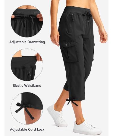 Soothfeel Women's Cargo Capris Pants - Lightweight Quick Dry Summer Pants | 6 Pockets, Ideal for Travel & Hiking | Casual Black X-Large - Buy Online on SooperMarket.com
