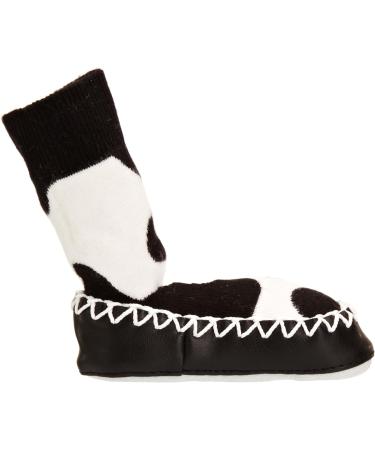 Mocc Ons Washable Leather Sole Slipper Socks - Cow Print (6-12 Months) - Buy Online on SooperMarket.com
