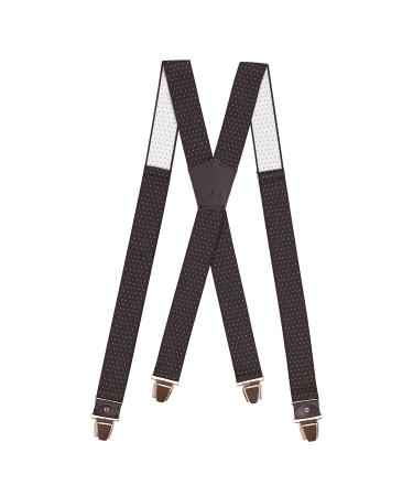 Pierrot men's braces wide and vintage premium - made in Germany/france - reinforced rubber band & leather fittings with extra strong metal clips - adjustable length up to 130cm black points