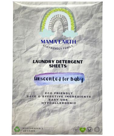 Laundry Detergent Sheets MAMA EARTH - Liquidless Eco-friendly Biodegradable - Plastic Free (60 Loads) (Unscented)