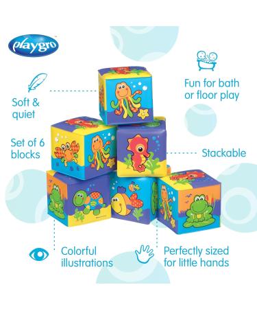 Playgro 181170 Bath Play Cube Set - 6 Colorful Animal Motifs for Infants 6 Months+ 7x7cm Fun Bath Toys - Buy Online on SooperMarket.com