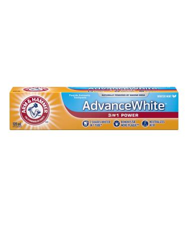 ARM & HAMMER Toothpaste Advance White 3in1 Power - Fluoride Anticavity Whitens Teeth Removes Plaque Neutralizes Acid 120 ml
