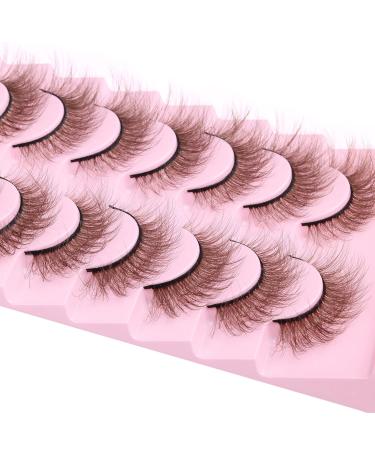 Geeneiya Brown 5D Volume Strip False Eyelashes - Natural Wispy Mink Lashes for Cat Eye Look - Fluffy 15mm Pack - Best Fake Lashes - Buy Online on SooperMarket.com