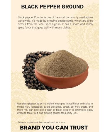 Black Pepper Ground (100g/3.52oz) - Premium Quality Piper Nigrum Powder - Buy Online on SooperMarket.com