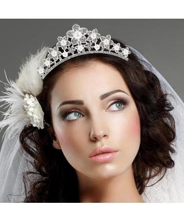 minkissy Rhinestone Pearl Crown Hair Comb - Mini Princess Crown Comb Wedding Crystal Tiara Crown Headbands for Wedding Birthday Party - Buy Online on SooperMarket.com