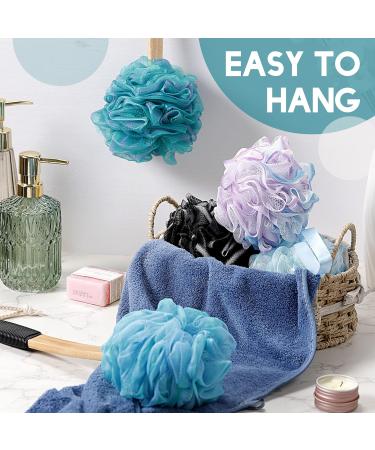 Sunnyray 5 Count Shower Loofah on a Stick - Exfoliating Nylon Mesh Luffa Bath Sponges for Deep Cleansing - Long Handle Back Scrubber for Men and Women (Multicolor) - Buy Online on SooperMarket.com