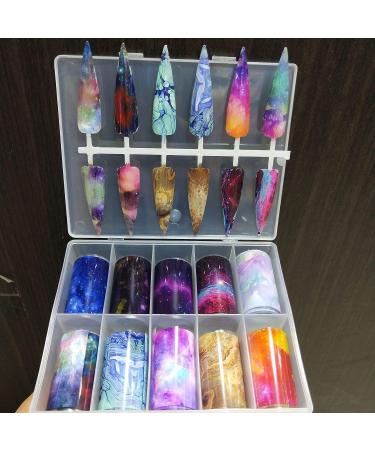 Kalolary 20 Color Starry Sky Nail Foil Set with Nail Glue - Holographic Transfer Stickers for DIY Nail Art at Home or Salon - Buy Online on SooperMarket.com