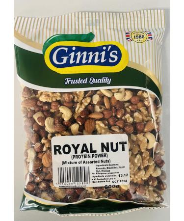 Mix Nuts 1.2Kg Royal Nuts: Unsalted Raw Cashews Almonds Brazil Nuts Hazel Nuts and Walnuts-Suitable for Vegetarians Vegan Keto Diet Protein Power 2X600g.