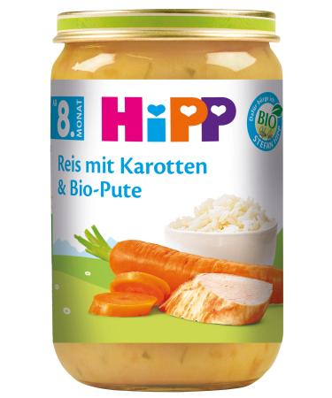 Hipp Rice with Carrots and Organic Turkey Pack of 6 (6 x 220 g) - Organic Rice with Carrots and Organic Turkey 220g