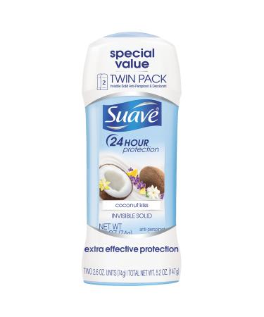 Suave Coconut Kiss Antiperspirant Deodorant Stick 2.6 oz Twin Pack 2.6 Ounce (Pack of 2)