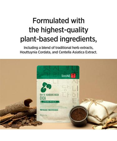 Soo AE Hanbang Cica Facial Mask - 12 EA | Soothing & Calming Korean Skincare Mask - Shop Internationally - Buy Online on SooperMarket.com