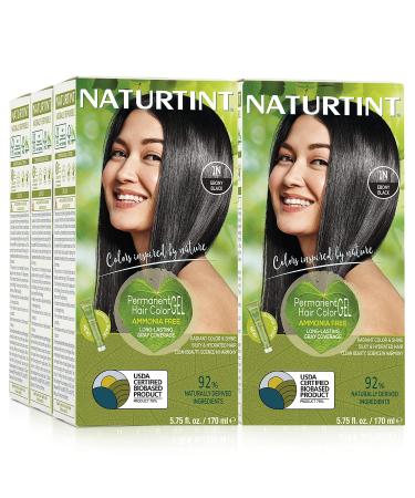 Naturtint Permanent Hair Color 1N Ebony Black (Pack of 6) Ammonia Free Vegan Cruelty Free up to 100% Gray Coverage Long Lasting Results 1 Count (Pack of 6) Ebony Black