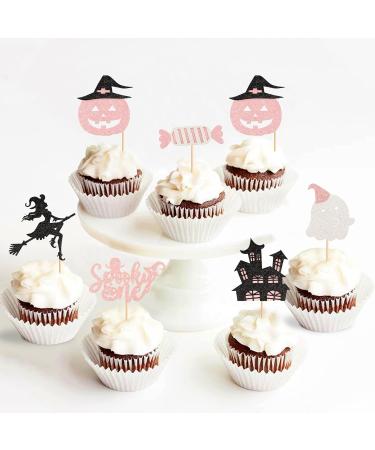 Cyodoos 24PCS Ghost Cupcake Toppers such as Pumpkin Ghost House Ghost Witch Candy Selection Halloween Cake Decoration Halloween Theme Girl Baby Shower Supplies pink Pink1 - Buy Online on SooperMarket.com